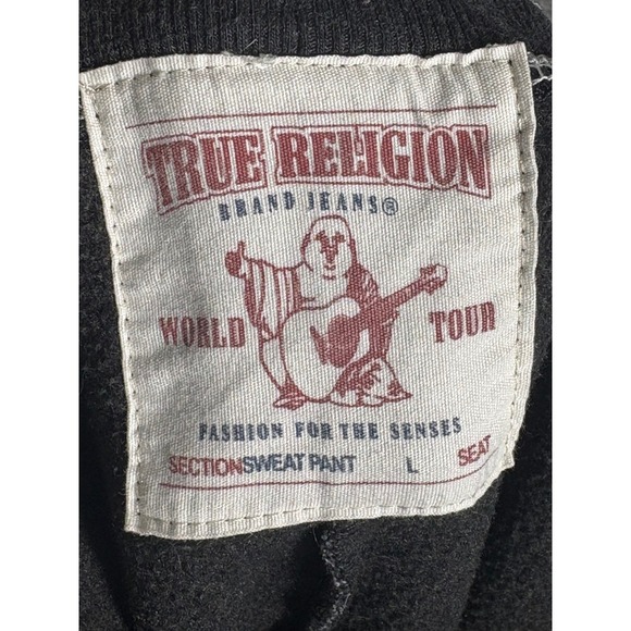 True Religion Mens Charcoal Gray Sweatpants Logo Drawstring Casual Size L - Picture 8 of 12